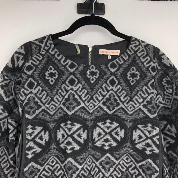 Rebecca Taylor - Grey & Black Print Wool Shell Top  size 2 - Picture 7 of 16